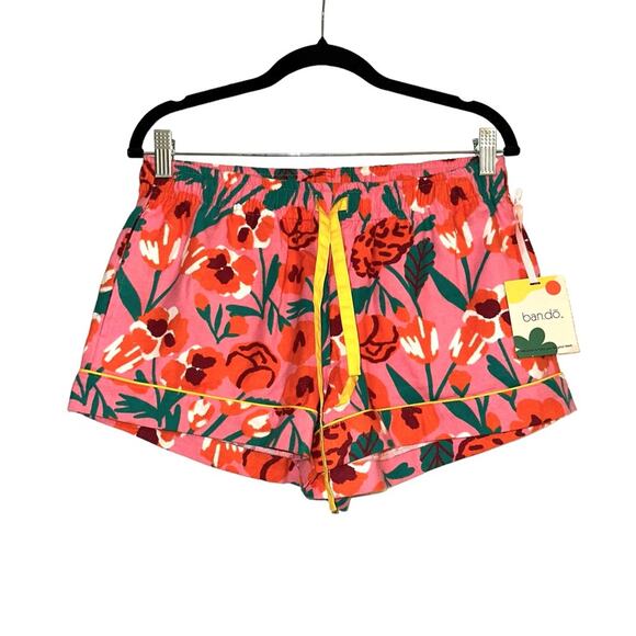 NWT Ban.do Leisure Floral Flannel Shorts in Pink Las Flores SMALL - Picture 1 of 6